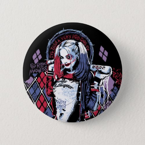 Suicide Squad  Harley Quinn Inked Graffiti Button