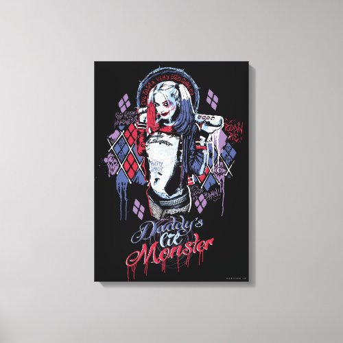 Suicide Squad  Harley Quinn Inked Graffiti Canvas Print