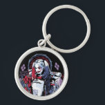 Suicide Squad | Harley Quinn Inked Graffiti Keychain<br><div class="desc">Check out Harley Quinn posed with her bat in this running ink and diamond graphic,  featuring her phrases in the background and “Daddy's lil Monster”.</div>