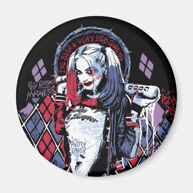 Suicide Squad | Harley Quinn Inked Graffiti Magnet (Front)