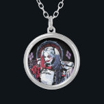 Suicide Squad | Harley Quinn Inked Graffiti Silver Plated Necklace<br><div class="desc">Check out Harley Quinn posed with her bat in this running ink and diamond graphic,  featuring her phrases in the background and “Daddy's lil Monster”.</div>