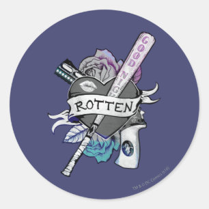 Suicide Squad   Harley Quinn "Rotten" Tattoo Art Classic Round Sticker