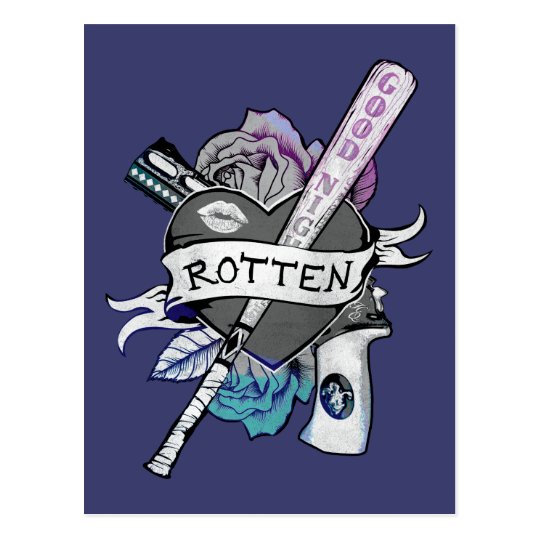 Suicide Squad Harley Quinn Rotten Tattoo Art Postcard