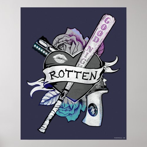 Suicide Squad  Harley Quinn Rotten Tattoo Art Poster