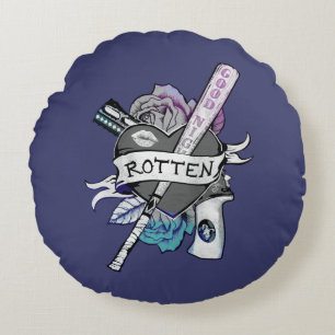 Suicide Squad Harley Quinn "Rotten" Tattoo Art Round Pillow