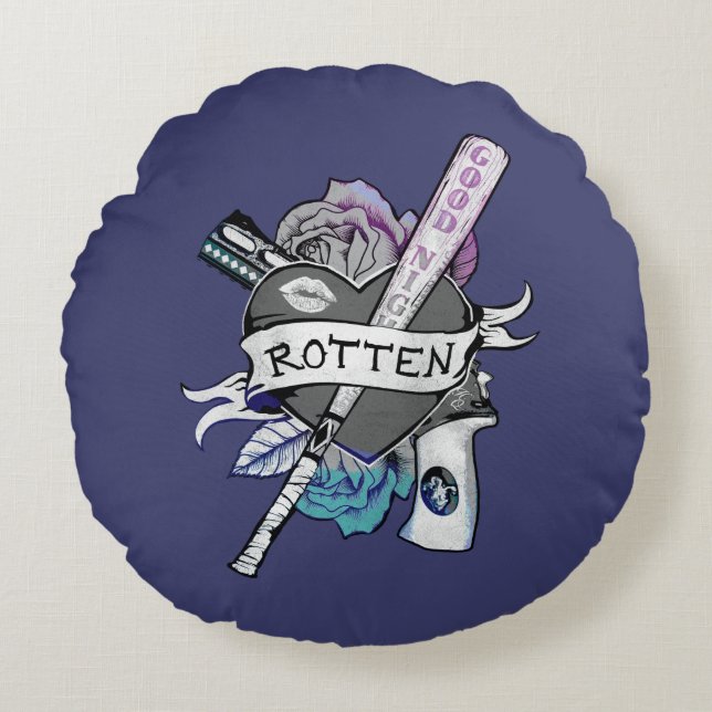 Suicide Squad | Harley Quinn "Rotten" Tattoo Art Round Pillow (Front)
