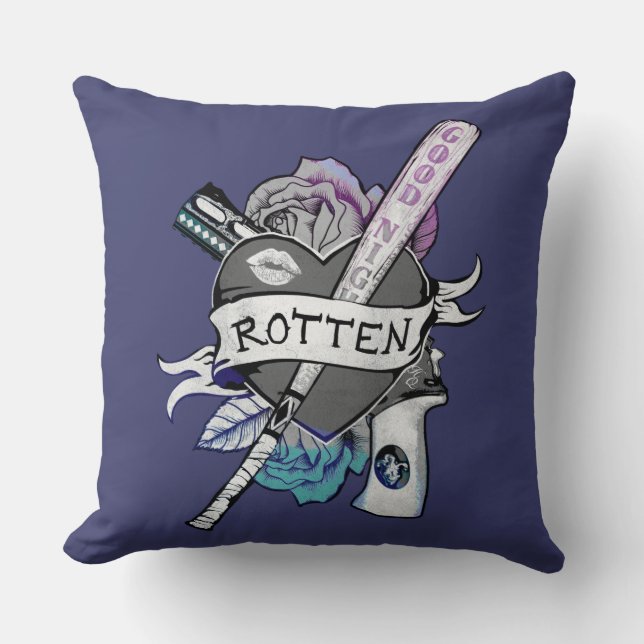 Suicide Squad | Harley Quinn "Rotten" Tattoo Art Throw Pillow (Front)