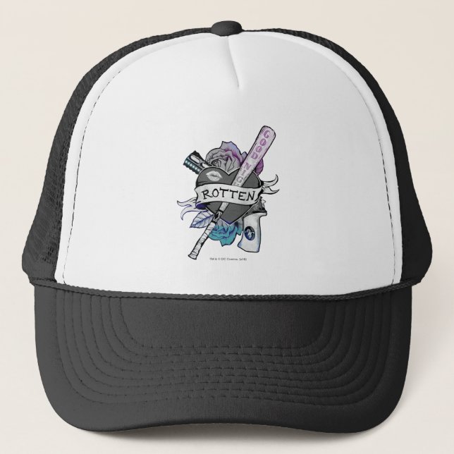 Suicide Squad | Harley Quinn "Rotten" Tattoo Art Trucker Hat (Front)
