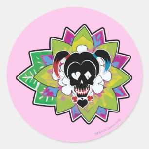 Suicide Squad Harley Quinn Skull Tattoo Art Classic Round Sticker