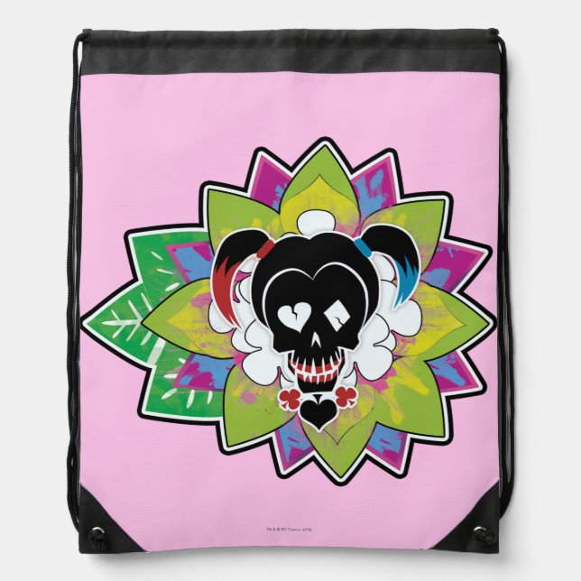 Suicide Squad | Harley Quinn Skull Tattoo Art Drawstring Bag (Front)