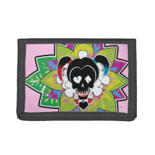 Suicide Squad   Harley Quinn Skull Tattoo Art Trifold Wallet