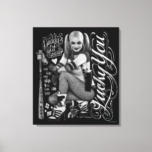 Suicide Squad   Harley Quinn Typography Photo Canvas Print