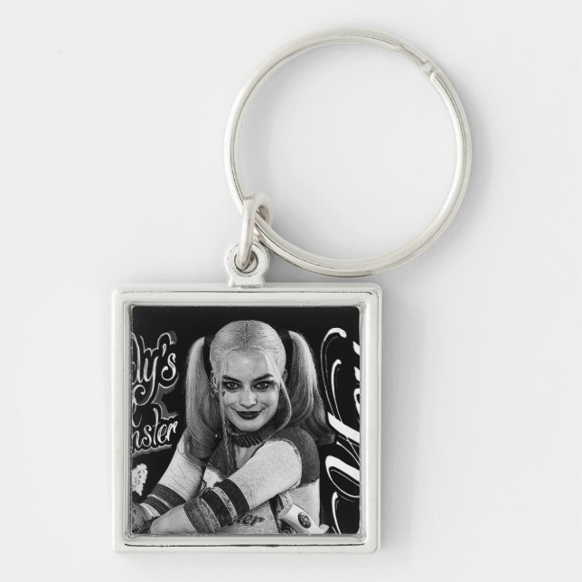 Suicide Squad | Harley Quinn Typography Photo Keychain (Front)