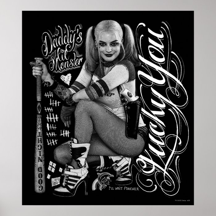 Suicide Squad Harley Quinn Typography Photo Poster Zazzle