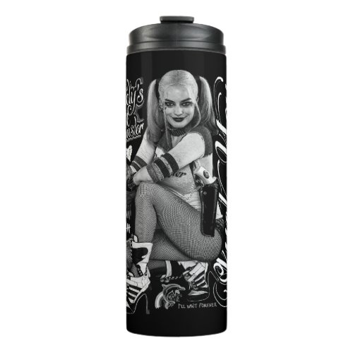Suicide Squad  Harley Quinn Typography Photo Thermal Tumbler