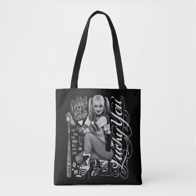 Suicide Squad | Harley Quinn Typography Photo Tote Bag (Front)