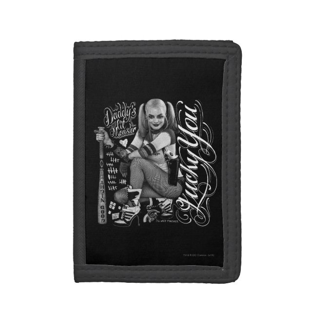Suicide Squad | Harley Quinn Typography Photo Tri-fold Wallet (Front Vertical)