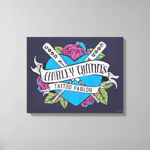 Suicide Squad  Harley Quinns Tattoo Parlor Heart Canvas Print