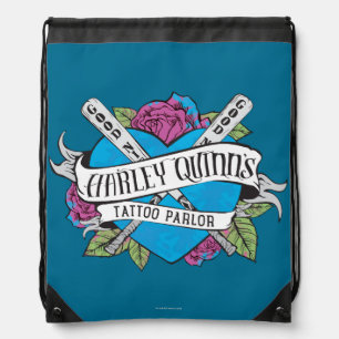 Suicide Squad   Harley Quinn's Tattoo Parlor Heart Drawstring Bag
