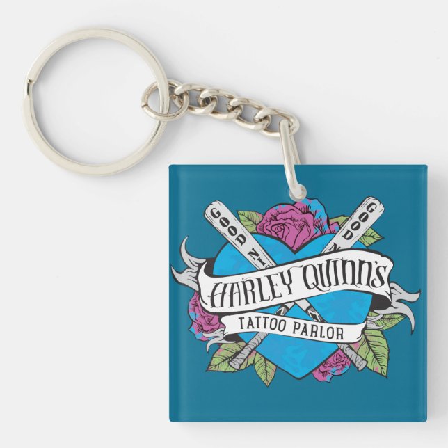 Suicide Squad | Harley Quinn's Tattoo Parlor Heart Keychain (Front)