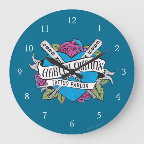 Suicide Squad  Harley Quinns Tattoo Parlor Heart Large Clock