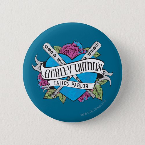 Suicide Squad  Harley Quinns Tattoo Parlor Heart Pinback Button
