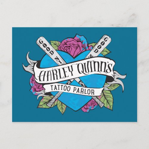 Suicide Squad  Harley Quinns Tattoo Parlor Heart Postcard