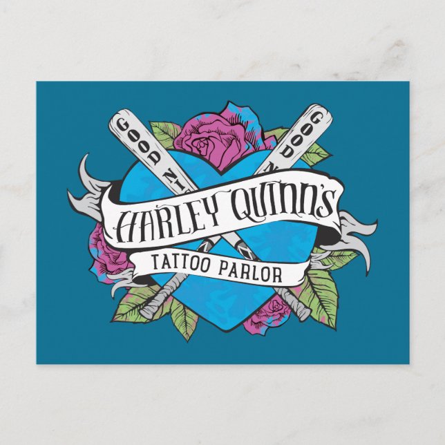 Suicide Squad | Harley Quinn's Tattoo Parlor Heart Postcard (Front)