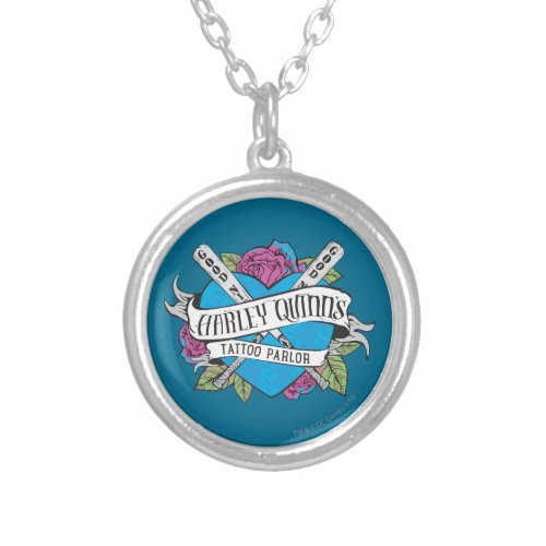 Suicide Squad  Harley Quinns Tattoo Parlor Heart Silver Plated Necklace