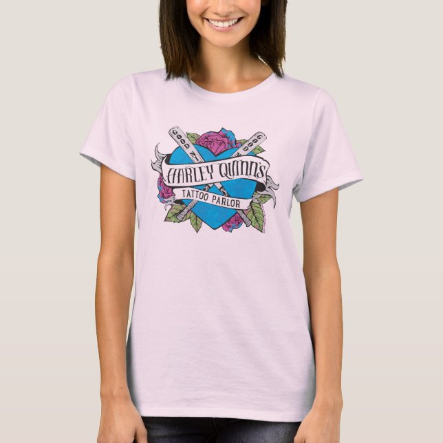 Suicide Squad | Harley Quinn's Tattoo Parlor Heart T-Shirt (Front)