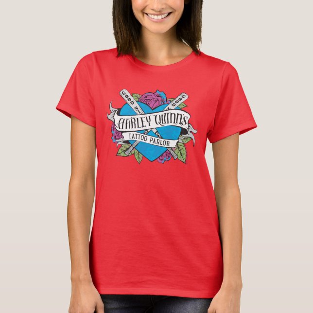 Suicide Squad | Harley Quinn's Tattoo Parlor Heart T-Shirt (Front)