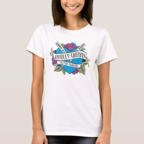 Suicide Squad  Harley Quinns Tattoo Parlor Heart T_Shirt