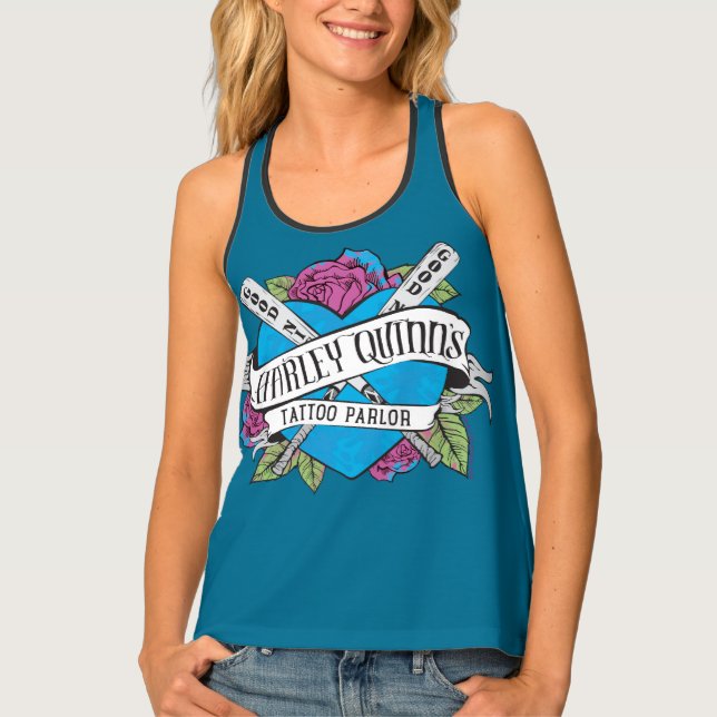 Suicide Squad | Harley Quinn's Tattoo Parlor Heart Tank Top (Front)
