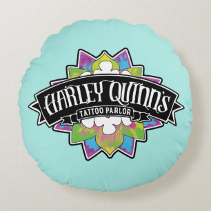 Suicide Squad Harley Quinn's Tattoo Parlor Lotus Round Pillow