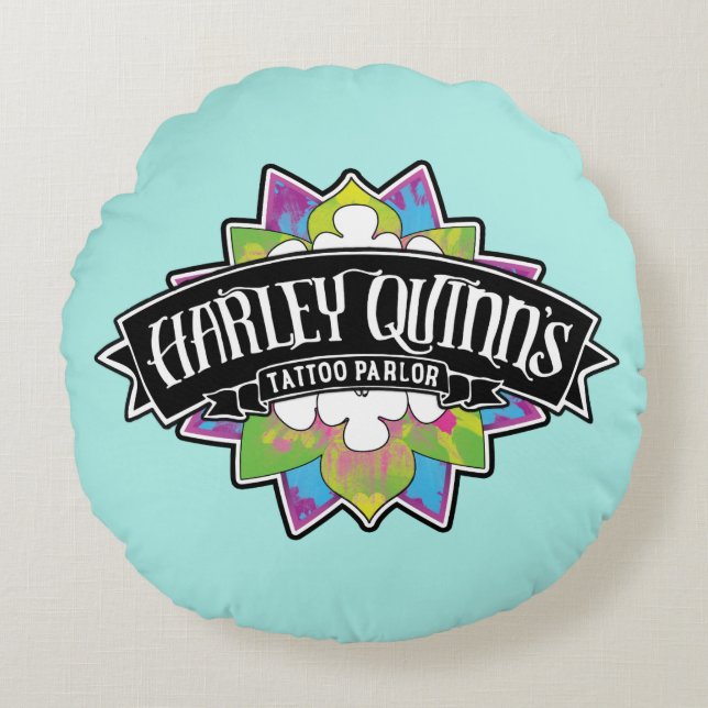 Suicide Squad | Harley Quinn's Tattoo Parlor Lotus Round Pillow (Front)