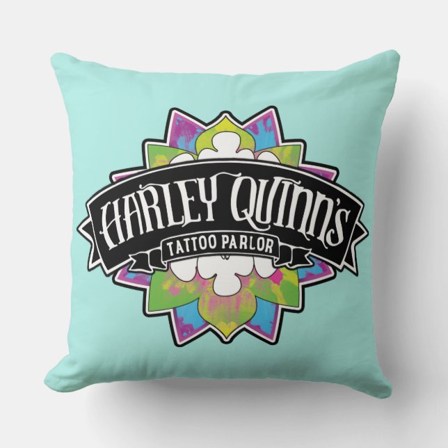 Suicide Squad | Harley Quinn's Tattoo Parlor Lotus Throw Pillow (Front)