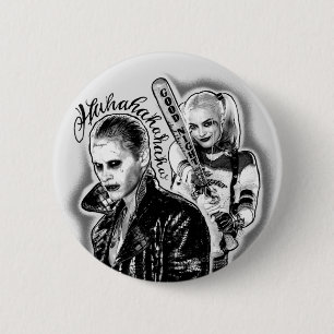 Suicide Squad   Joker & Harley Airbrush Tattoo Button