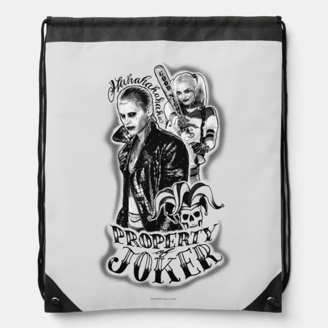 Suicide Squad | Joker & Harley Airbrush Tattoo Drawstring Bag (Front)