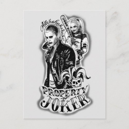 Suicide Squad  Joker  Harley Airbrush Tattoo Postcard