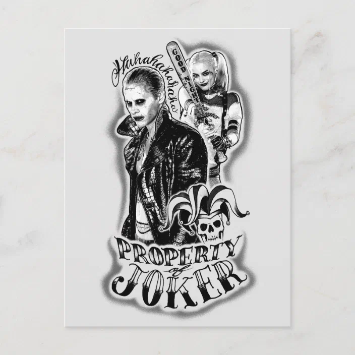 Suicide Squad Joker Harley Airbrush Tattoo Postcard Zazzle Com