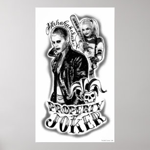 Suicide Squad   Joker & Harley Airbrush Tattoo Poster