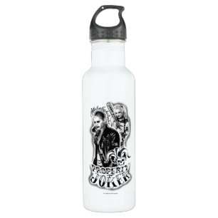 Suicide Squad Joker & Harley Airbrush Tattoo Stainless Steel Water Bottle