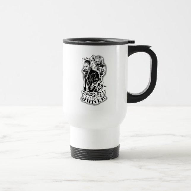Suicide Squad | Joker & Harley Airbrush Tattoo Travel Mug (Right)