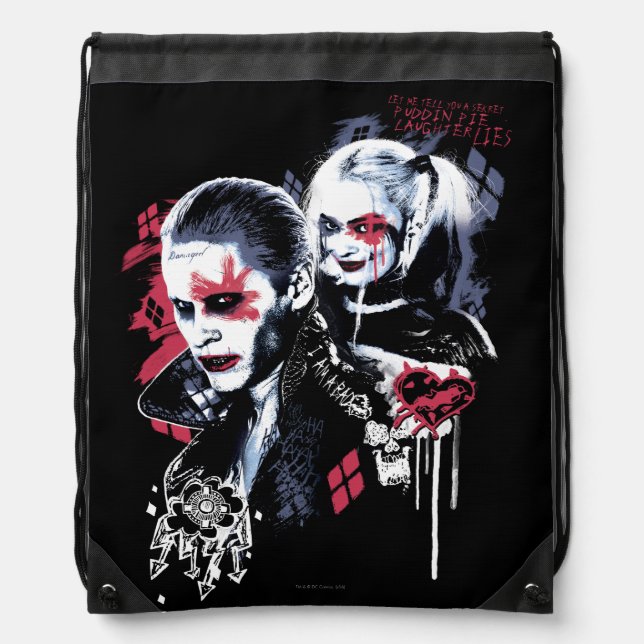 Suicide Squad | Joker & Harley Painted Graffiti Drawstring Bag (Front)
