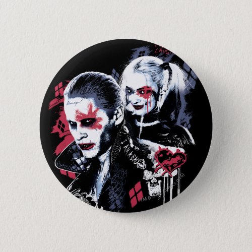 Suicide Squad  Joker  Harley Painted Graffiti Pinback Button