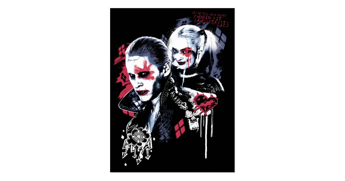 Suicide Squad Joker Harley Painted Graffiti Postcard Zazzle Com