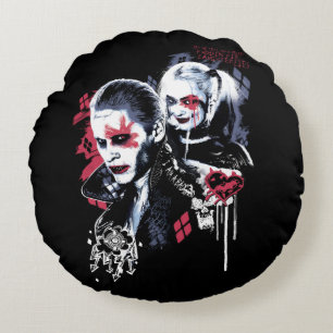 Suicide Squad Joker & Harley Painted Graffiti Round Pillow