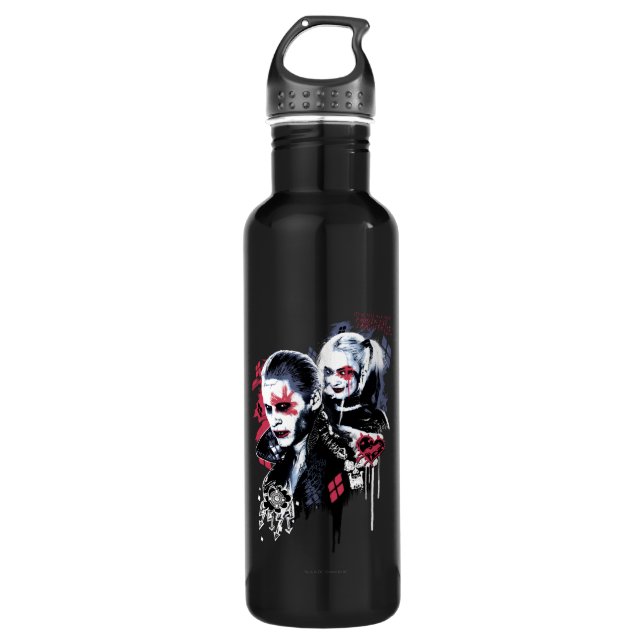Suicide Squad | Joker & Harley Painted Graffiti Stainless Steel Water Bottle (Front)