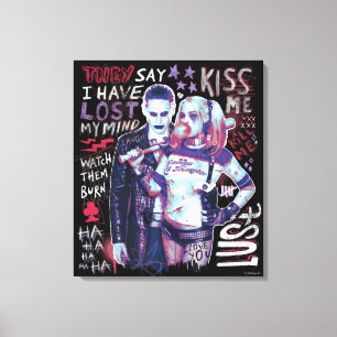 Suicide Squad   Joker & Harley Typography Photo Canvas Print