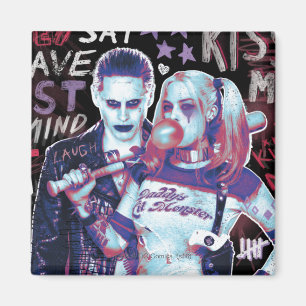 Suicide Squad   Joker & Harley Typography Photo Magnet